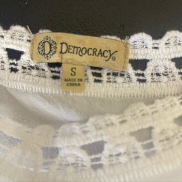Democracy White Lace Blouse with Split Bell Sleeves S *H0311 - Picture 3 of 6